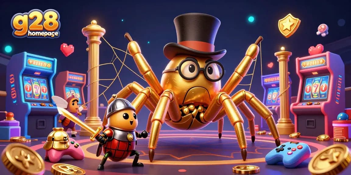 Check out the colorful g28 homepage with a casino fantasy scene featuring magical gaming elements.
