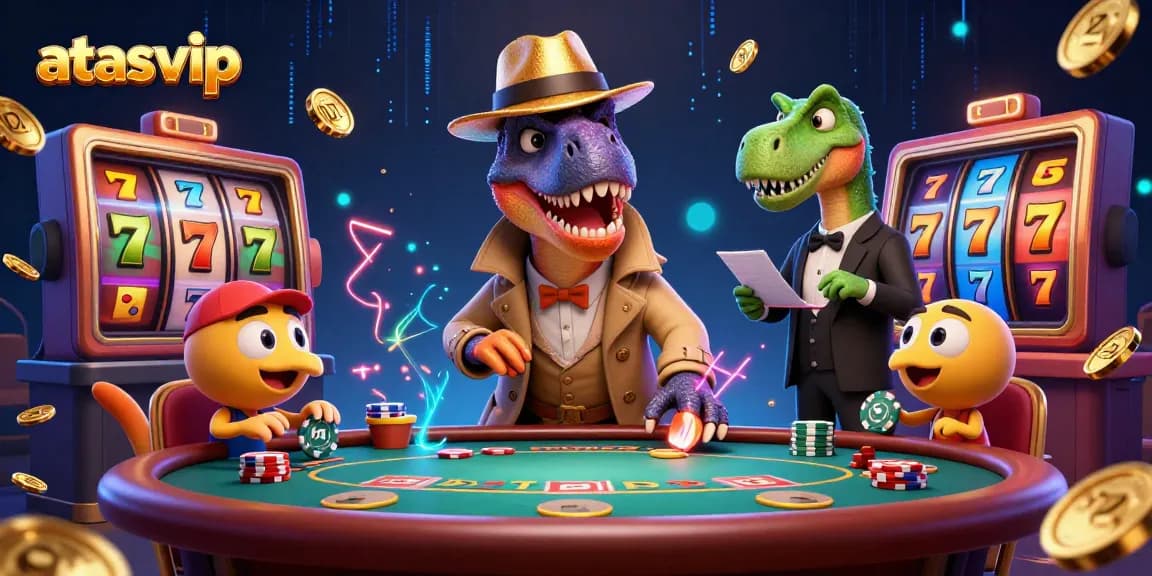 Engage with the unique atasvip casino experience featuring dynamic game elements and characters in action.