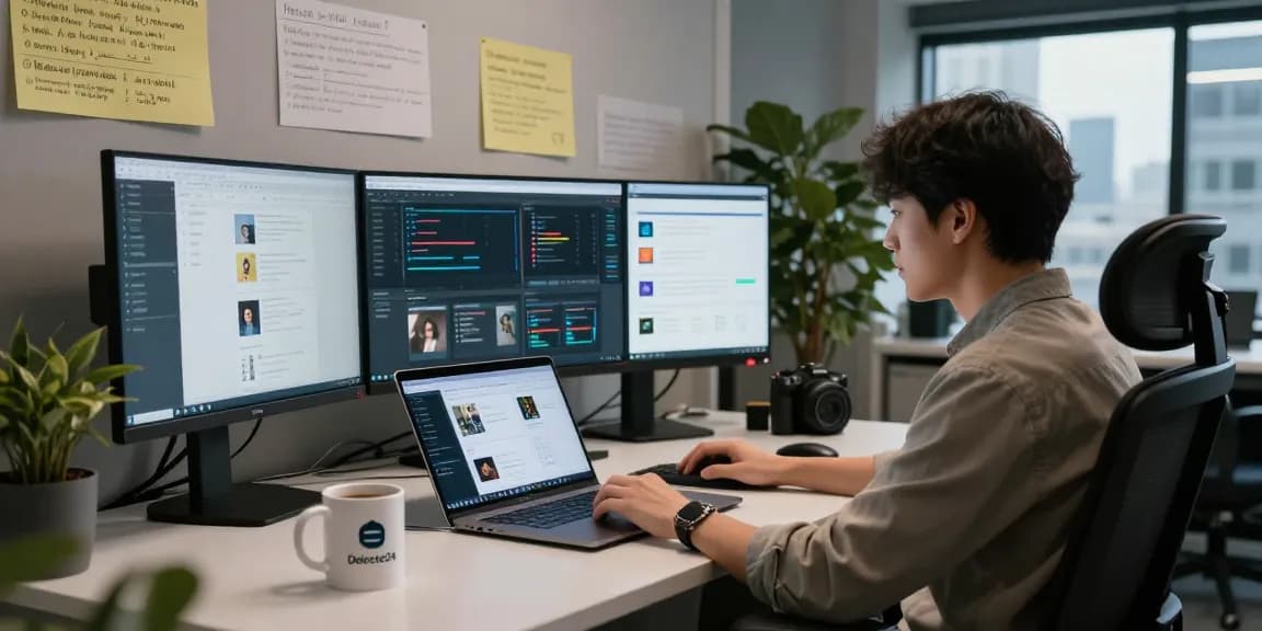 AI detector workspace with analytics dashboards and content moderation tools, showcasing advanced technology in action.