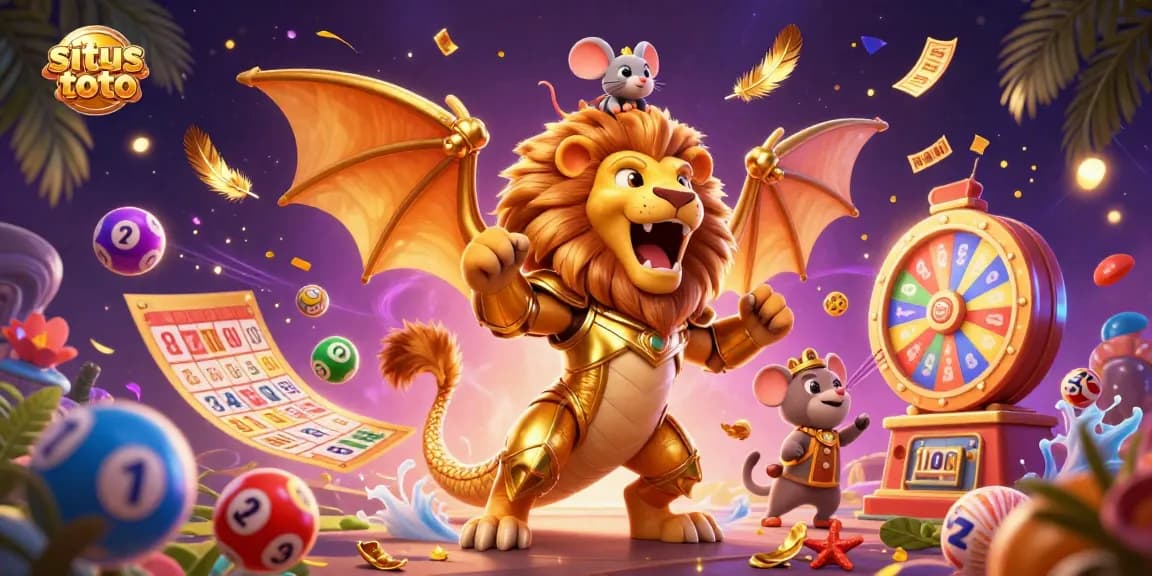 Menangkan hadiah di situs toto dengan bola lotere berwarna-warni yang meluncur dengan semangat dalam ilustrasi digital.