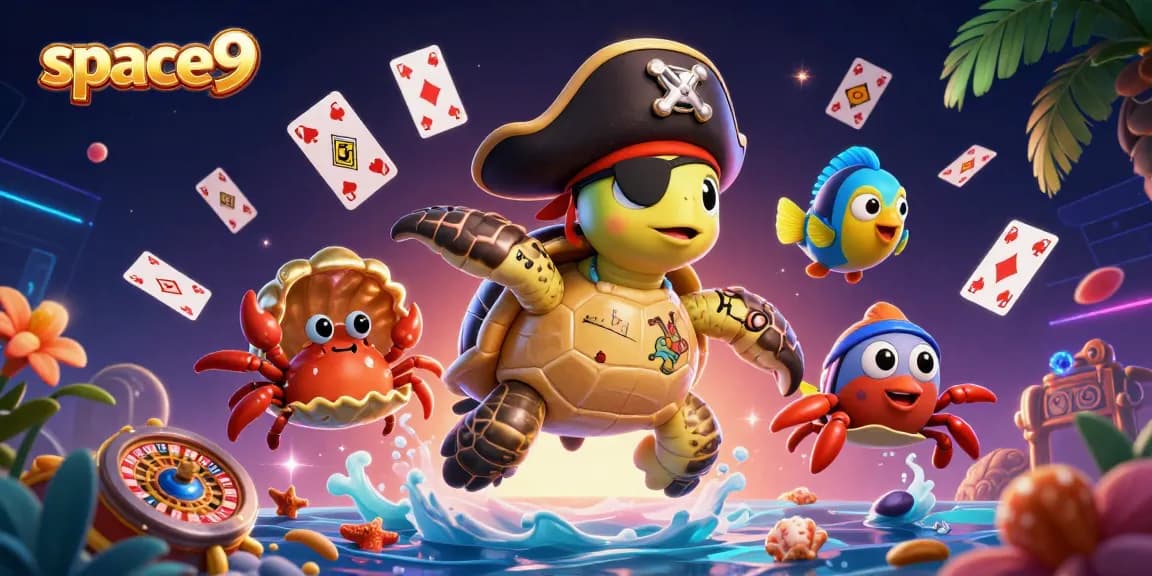 Spin the reels and win big at space9 Casino with vibrant characters, treasures, and gaming excitement!