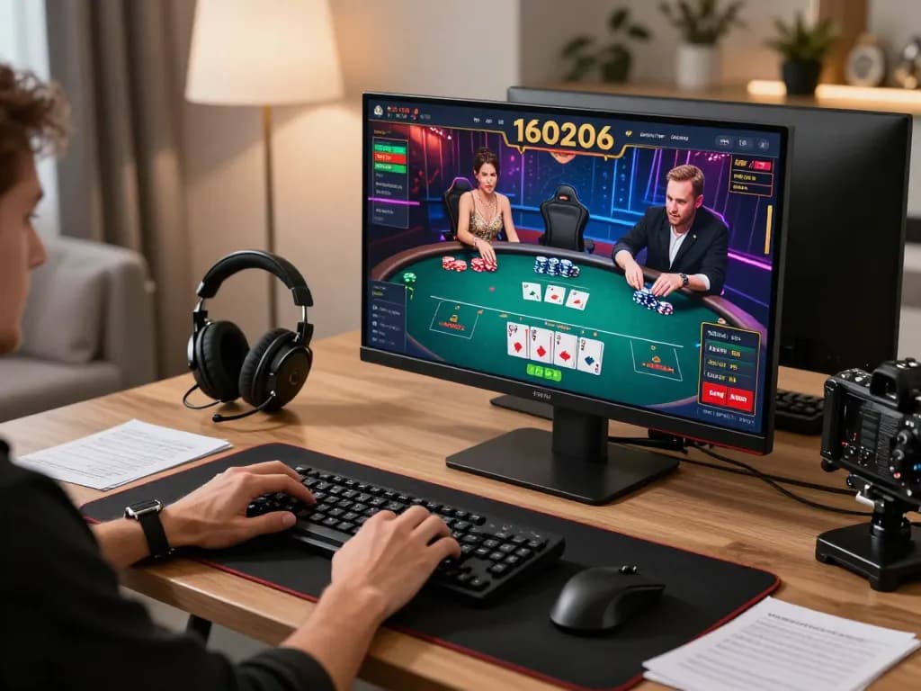 Engage in online poker strategy at 78wind with immersive gaming setup, showcasing a vibrant interface.