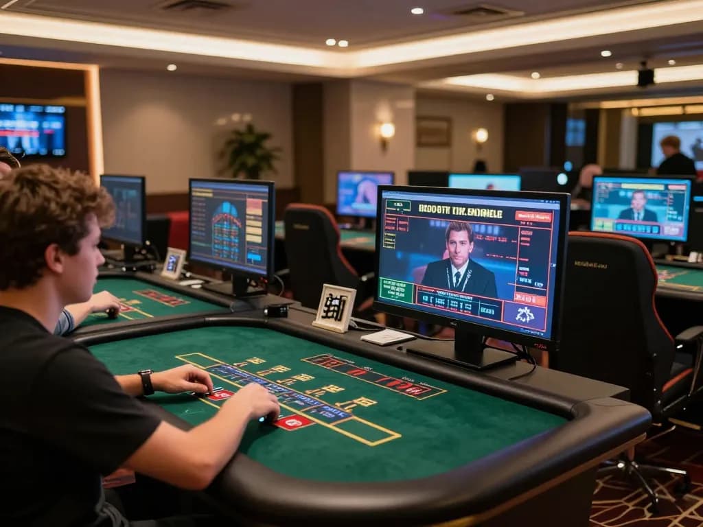 Engaging in online casino gameplay at TR88 with multiple monitors and live dealers enhancing the experience