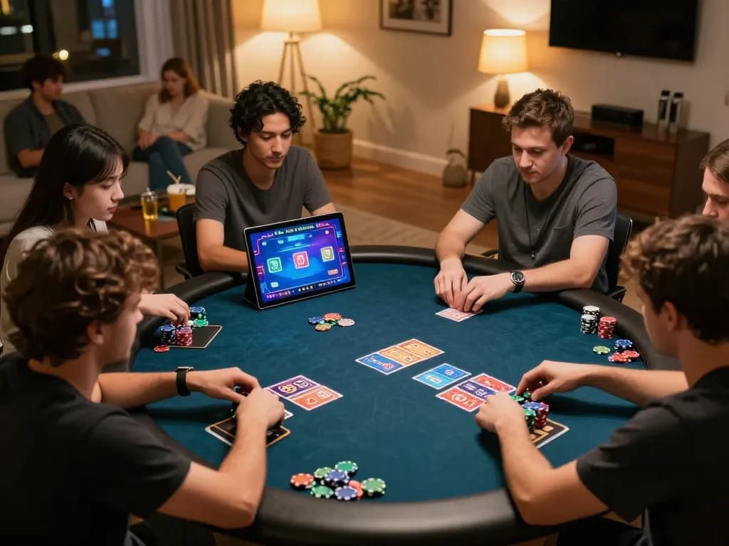Experience the thrill of online gaming with gamebaidoithuong8 amidst friends enjoying poker action.