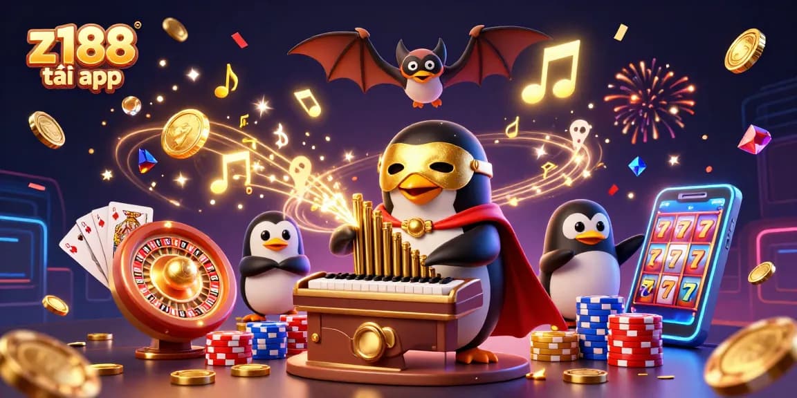 Experience exciting games with z188 tải app in this vibrant and dynamic casino illustration.