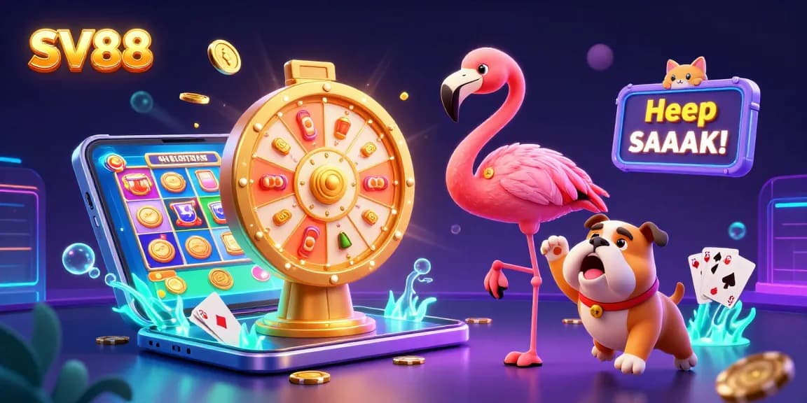 Spin to win big with SV88 in a thrilling casino scene with vibrant game elements.