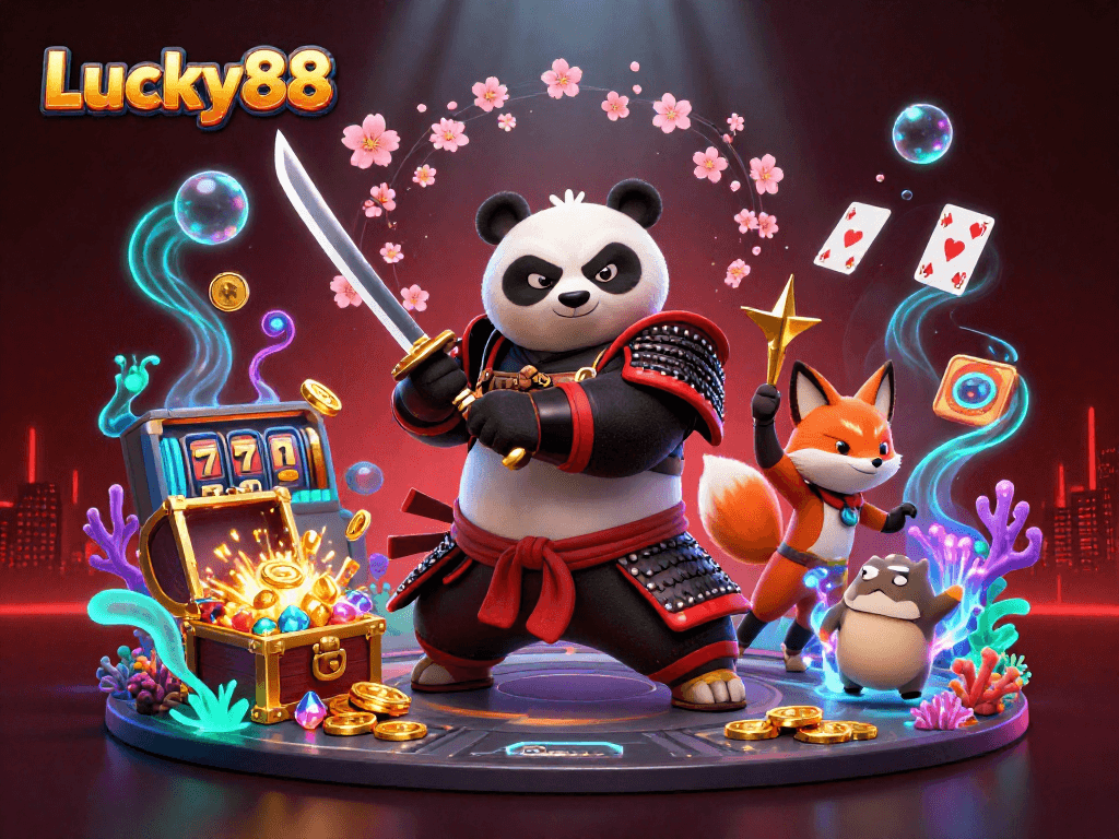 Experience thrilling gameplay at Lucky88 featuring dynamic characters and vibrant casino elements.