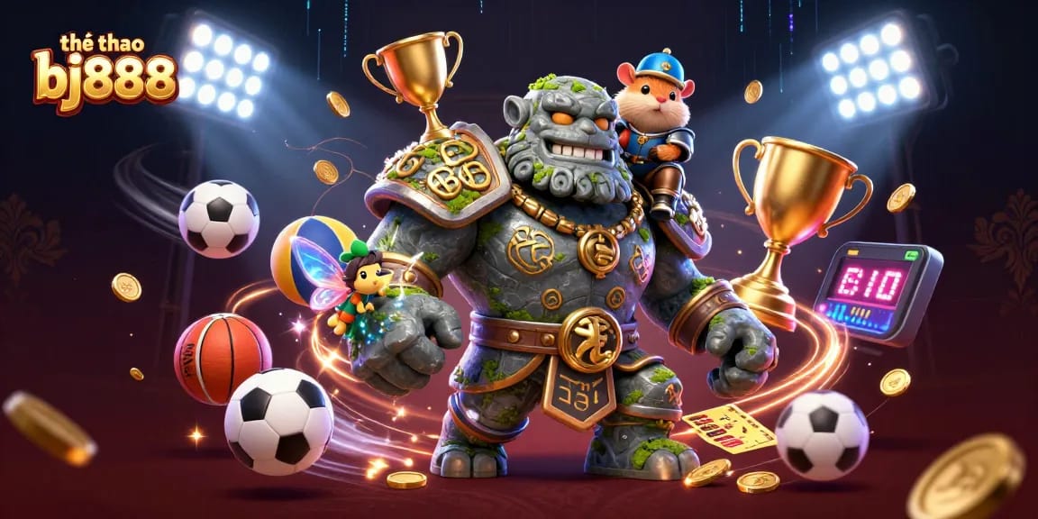Experience the thrill of thể thao bj888 with dynamic sports elements and engaging characters in a vibrant casino scene.