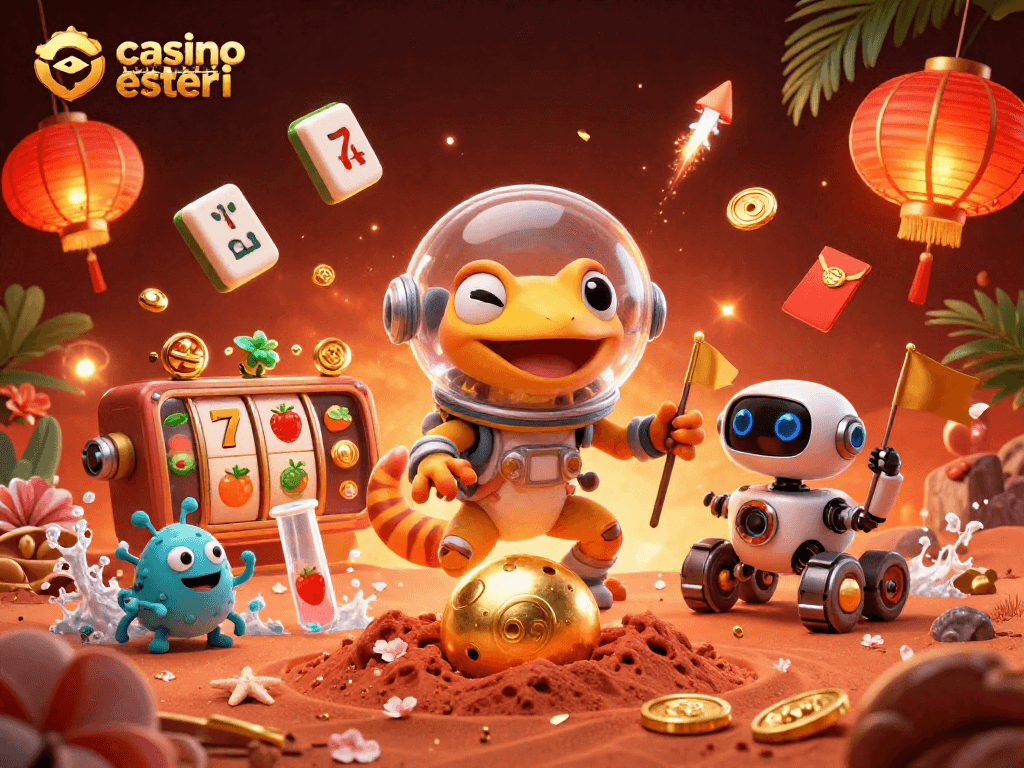 Scopri il casinò online esteri con il gecko marziano in una scena avvincente e vibrante.