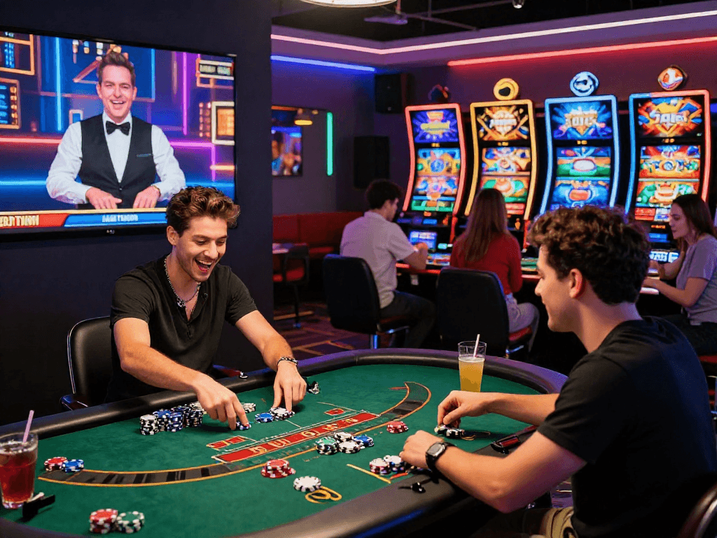 Giocatori coinvolti nel casino online esteri con giochi interattivi e atmosfera vivace.