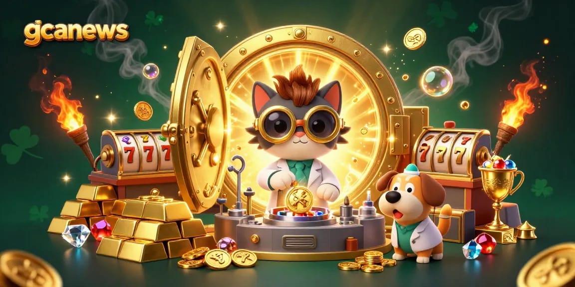 Engage with gcanews casino excitement featuring a dynamic lab scene with gold treasures.