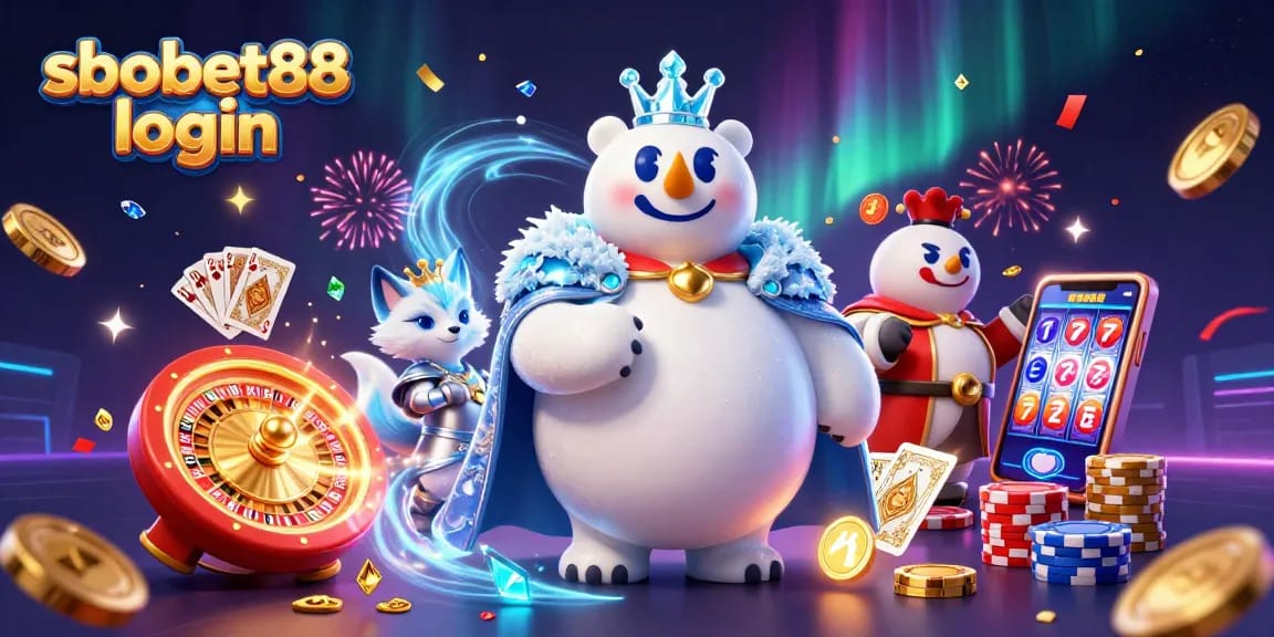 Play sbobet88 login and join the ice king polar bear in a vibrant casino adventure filled with winning surprises.