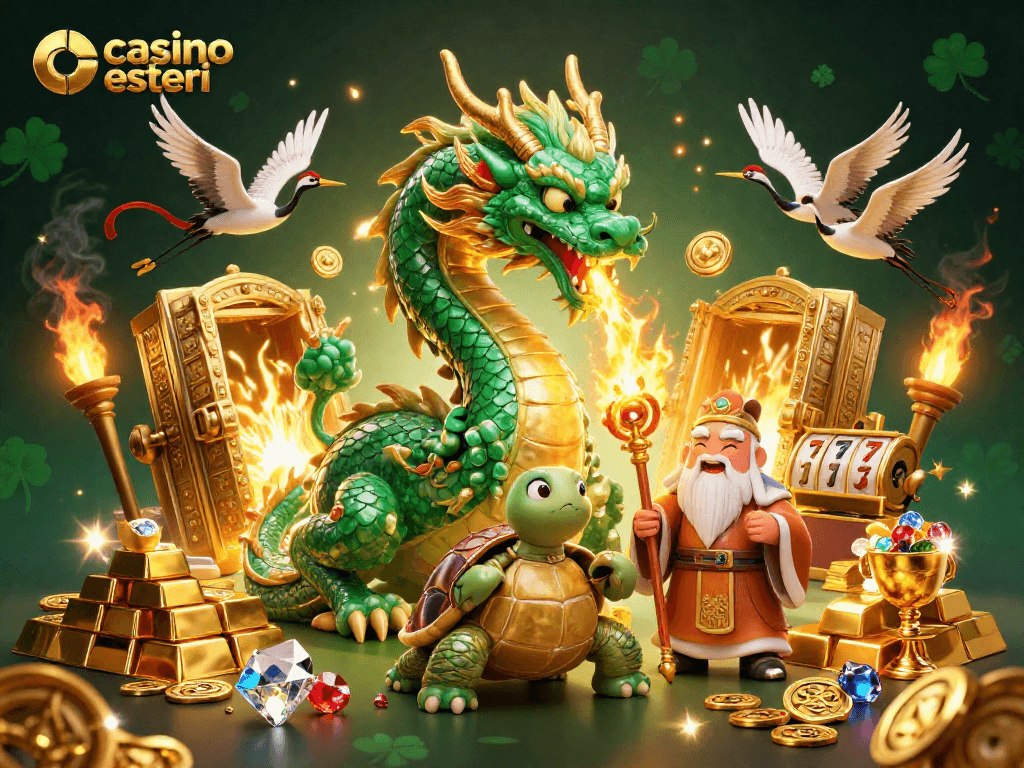 Gioca su casino online esteri affrontando il drago di giada con ricchezze dorate e fortunati simboli di slot.