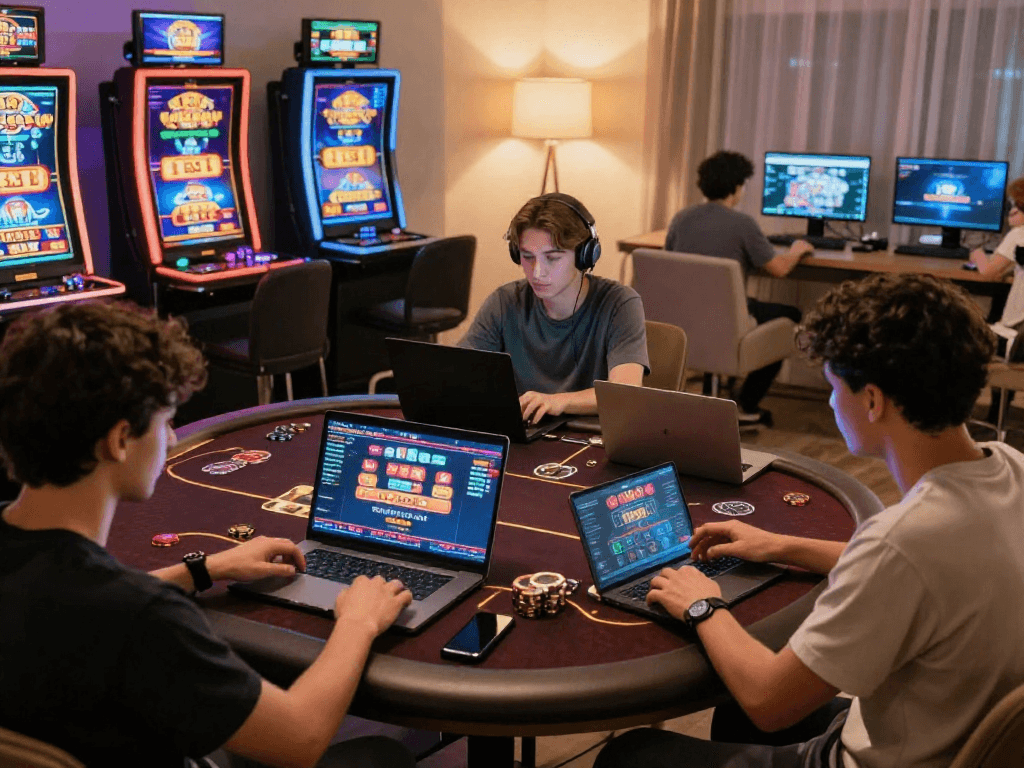 Casino online esteri: giocatori che si divertono in un ambiente moderno e accogliente.