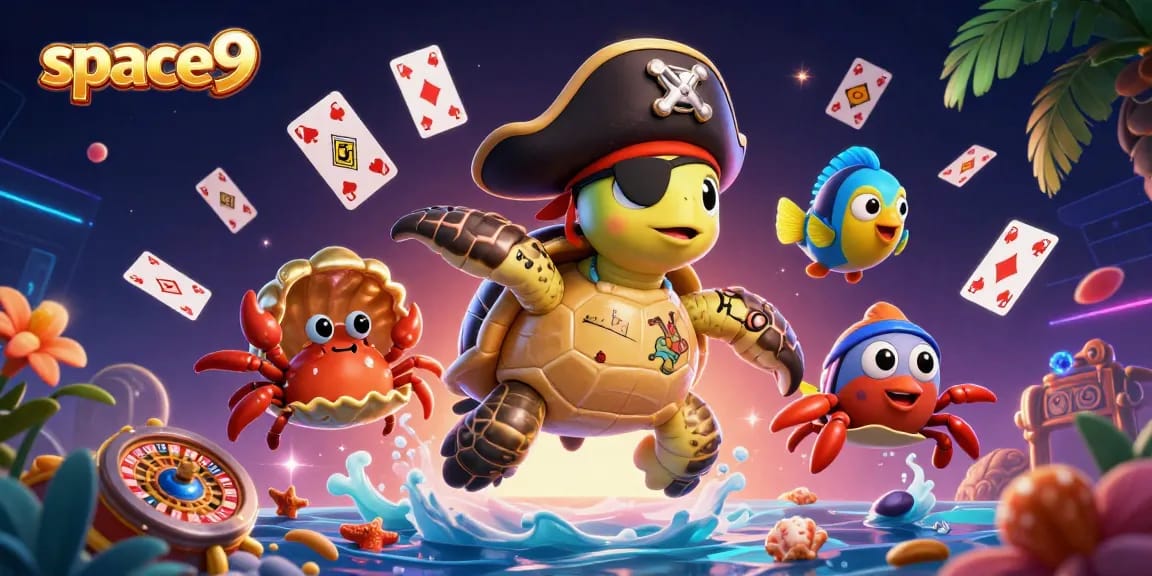 Spin the reels and win big at space9 Casino with vibrant characters, treasures, and gaming excitement!