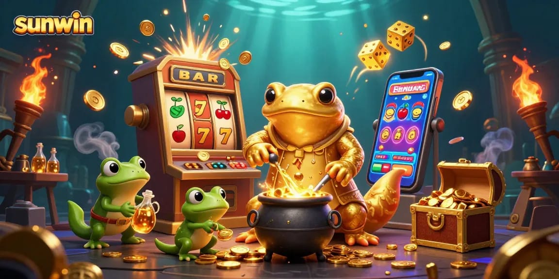 Experience sunwin's enchanting casino world with a vibrant scene of magic and riches.
