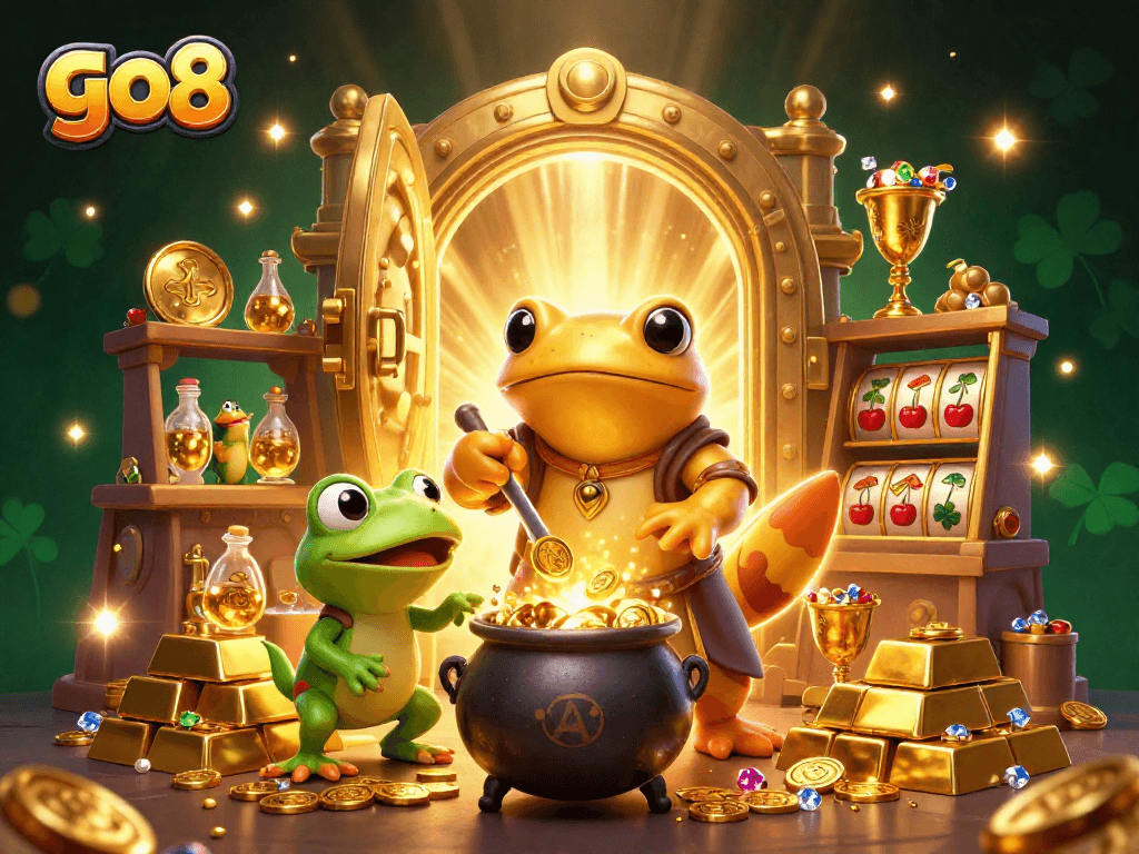 Experience the magic of go8 with an alchemical online casino adventure filled with winning gold coins and treasures.