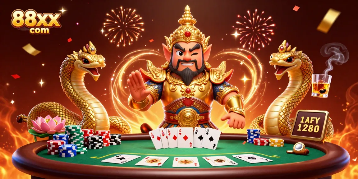 Experience thrilling action at 88xx com with vibrant casino elements and festive graphics.