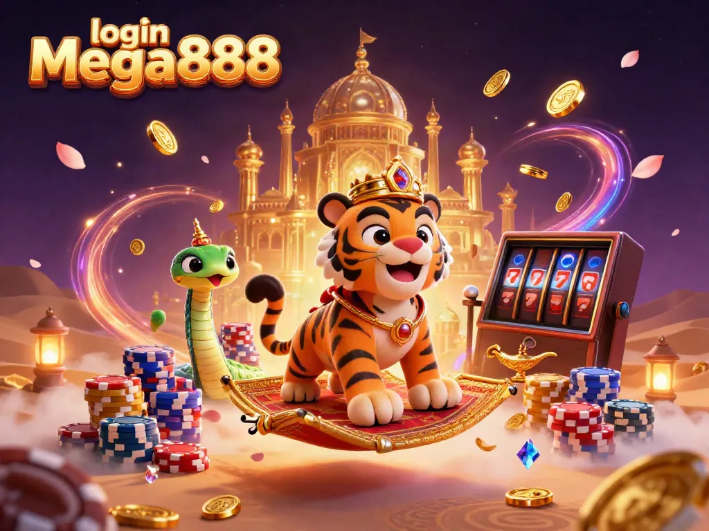 Engaging illustration showcasing the login Mega888 experience with vibrant casino elements.