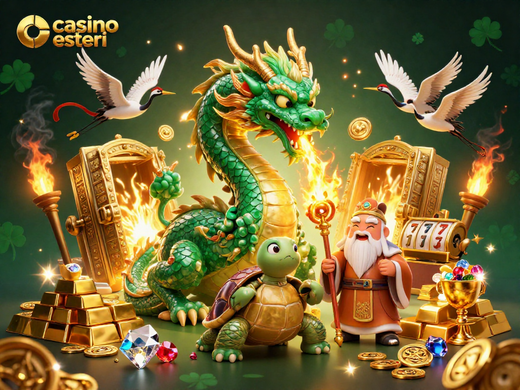 Gioca su casino online esteri affrontando il drago di giada con ricchezze dorate e fortunati simboli di slot.