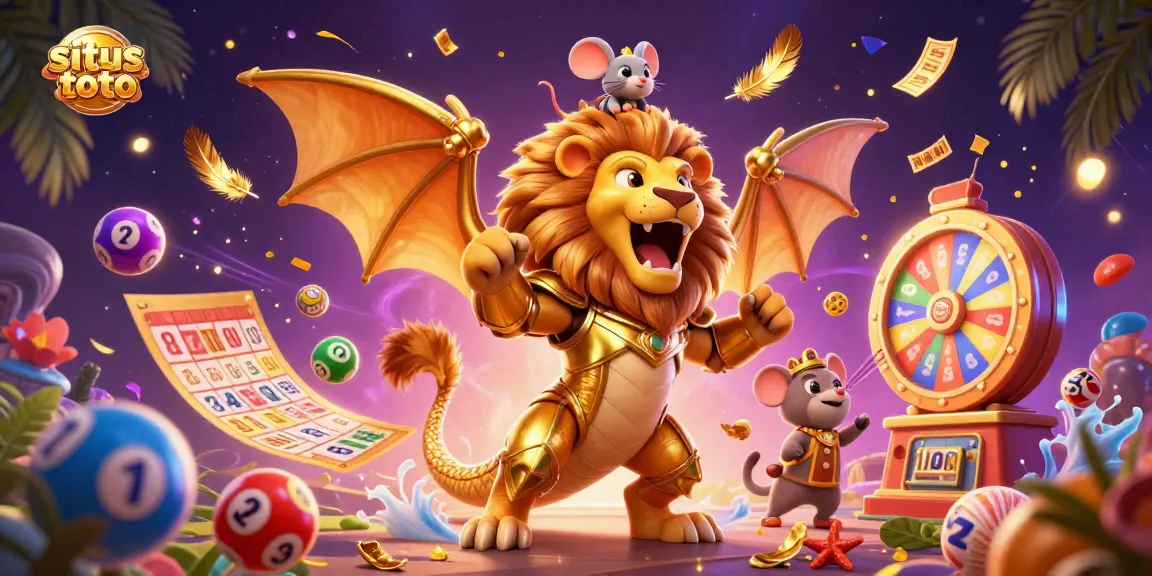 Menangkan hadiah di situs toto dengan bola lotere berwarna-warni yang meluncur dengan semangat dalam ilustrasi digital.