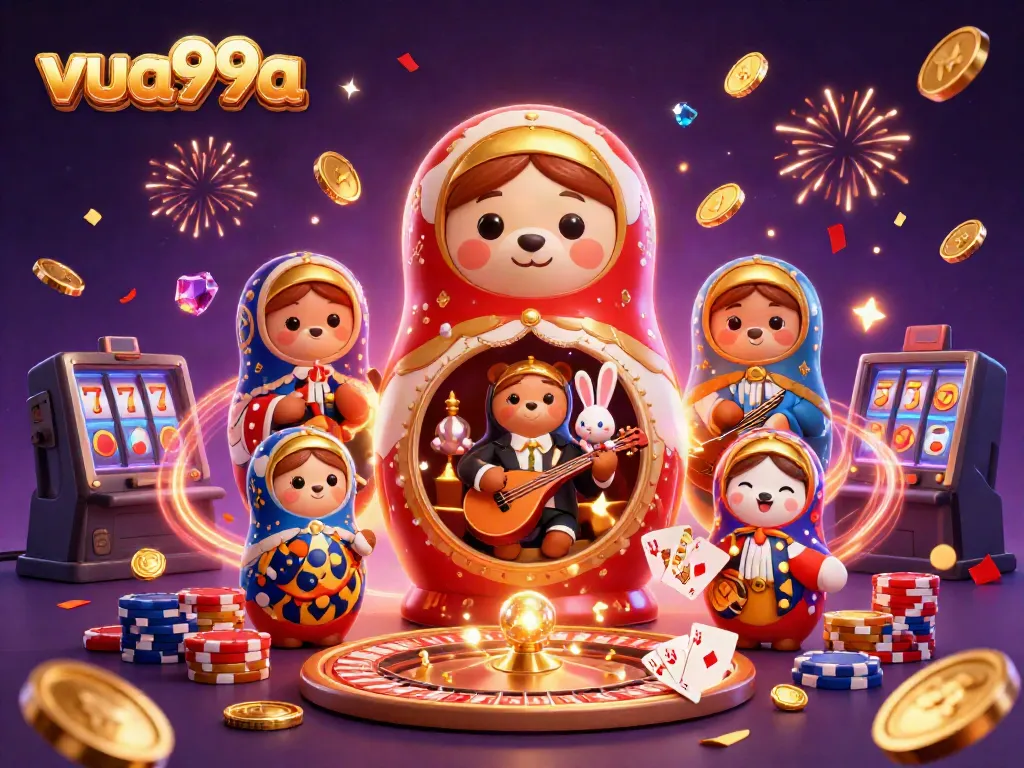 Experience exhilarating gameplay at vua99a with animated casino characters and vibrant gaming elements in a captivating scene.