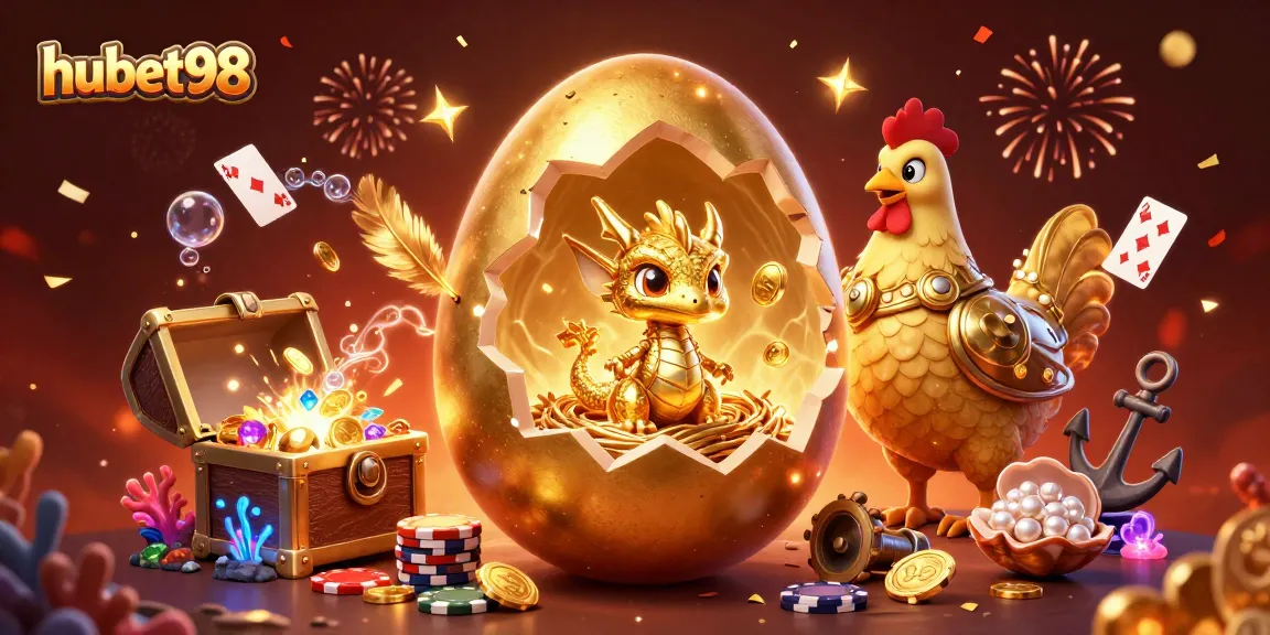 Experience the excitement of hubet98 with a golden dragon in a vibrant casino-themed scene.
