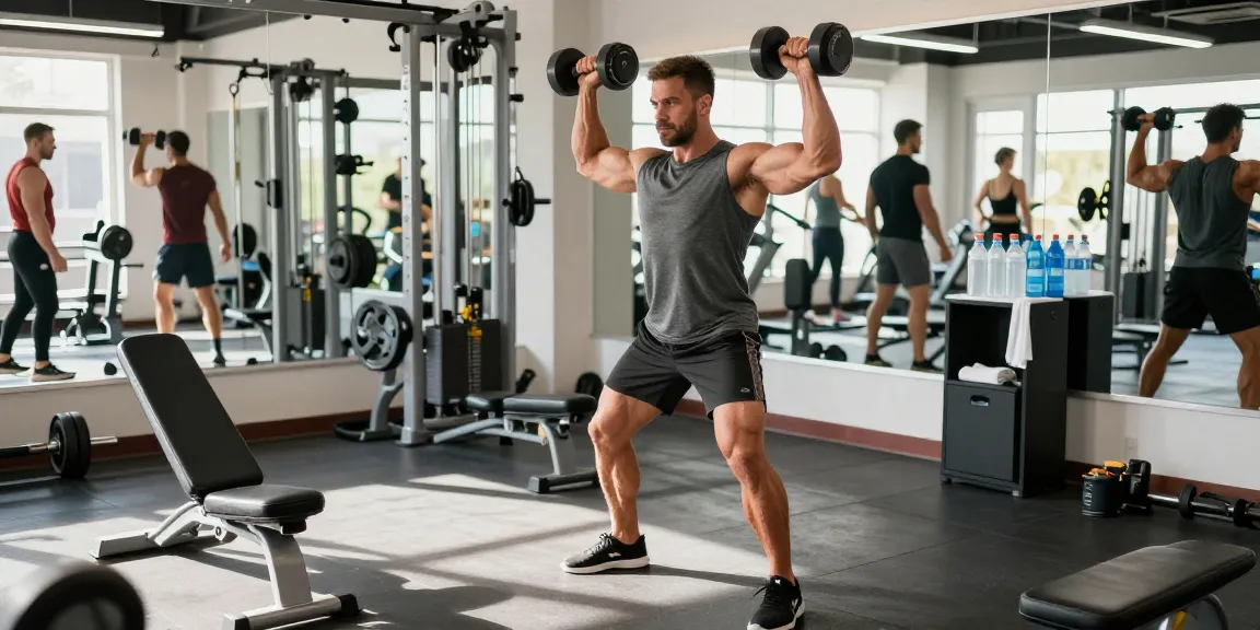 Bodybuilder demonstrating lifting technique in a modern fitness studio at Anabolika Shop.