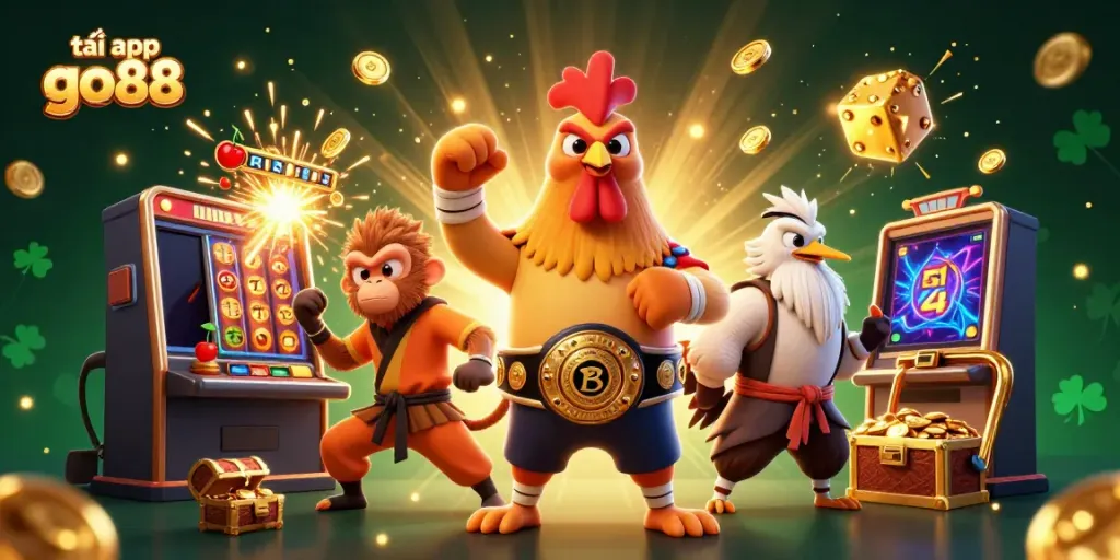 Win big with tải app go88 in this vibrant 3D casino scene featuring exciting characters and game elements.