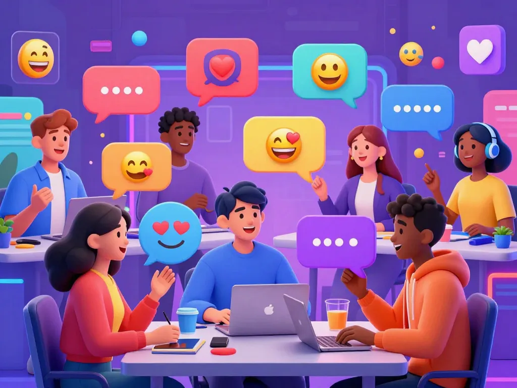 Engaging AI chat scene showcasing diverse avatars and playful interactions in the world of porn chat AI.