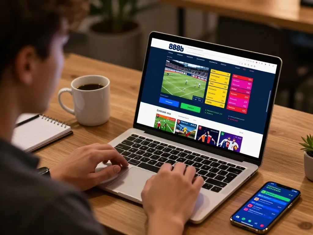 Engaging with 888b online betting platform while analyzing odds for sports events