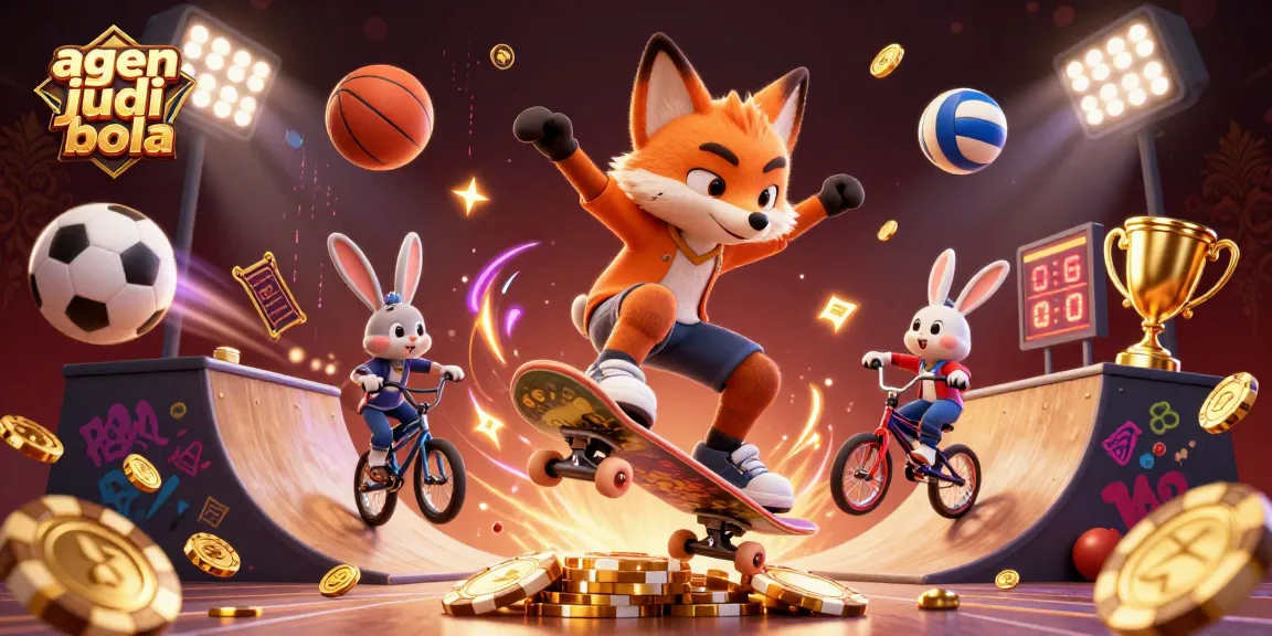 Experience thrilling agen judi bola action with a vibrant scene of animated characters and dynamic sports elements.