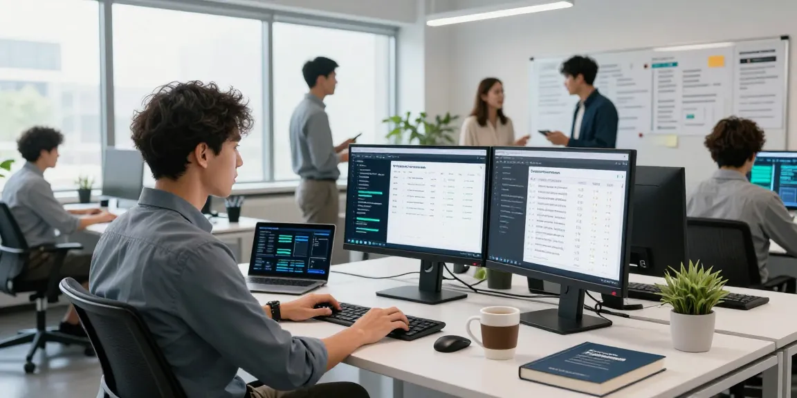 Cyber Essentials checklist progress in a modern IT security office with screens displaying compliance metrics and team collaboration.