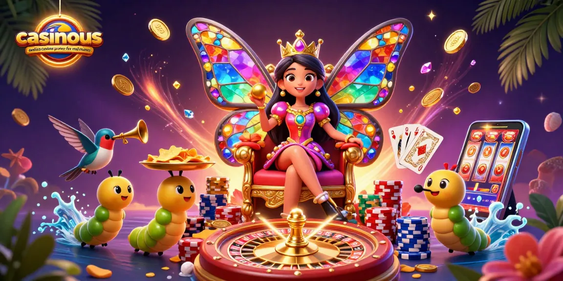 Experience casinous.com online casino games for real money with a vibrant 3D casino scene.