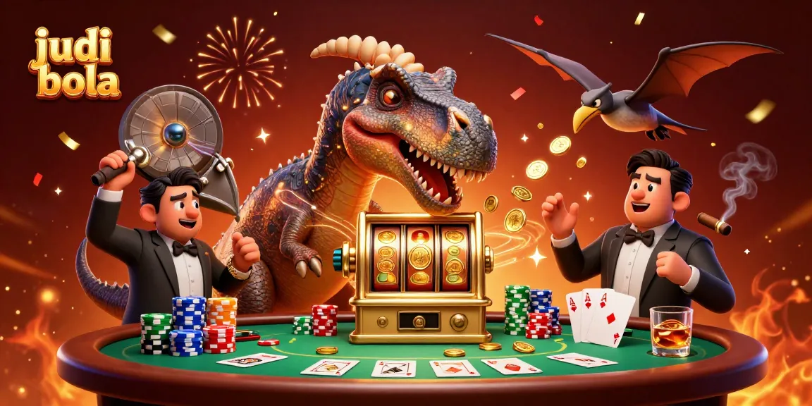 Experience thrilling judi bola action as a pachycephalosaurus celebrates jackpot wins in a 3D casino.