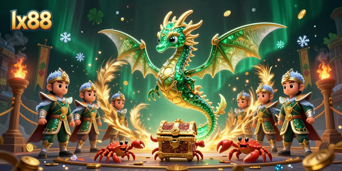 Join the excitement of lx88 as the sea dragon guards treasures surrounded by vibrant casino elements.