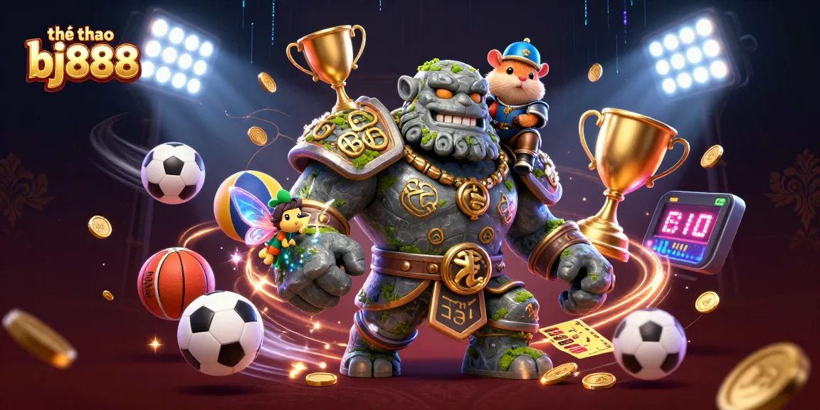 Experience the thrill of thể thao bj888 with dynamic sports elements and engaging characters in a vibrant casino scene.