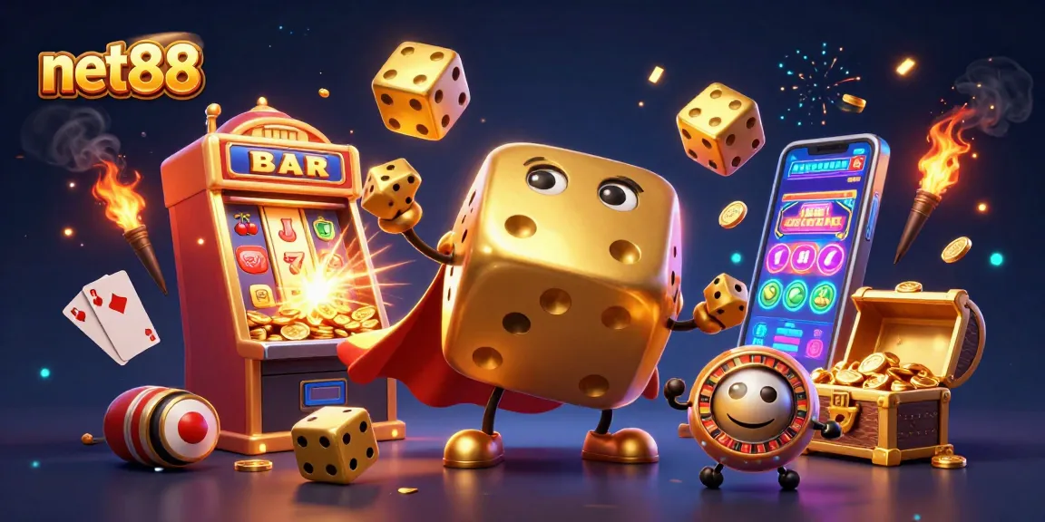 Experience thrilling gameplay at net88 with golden dice, vibrant slots, and jackpot excitement!