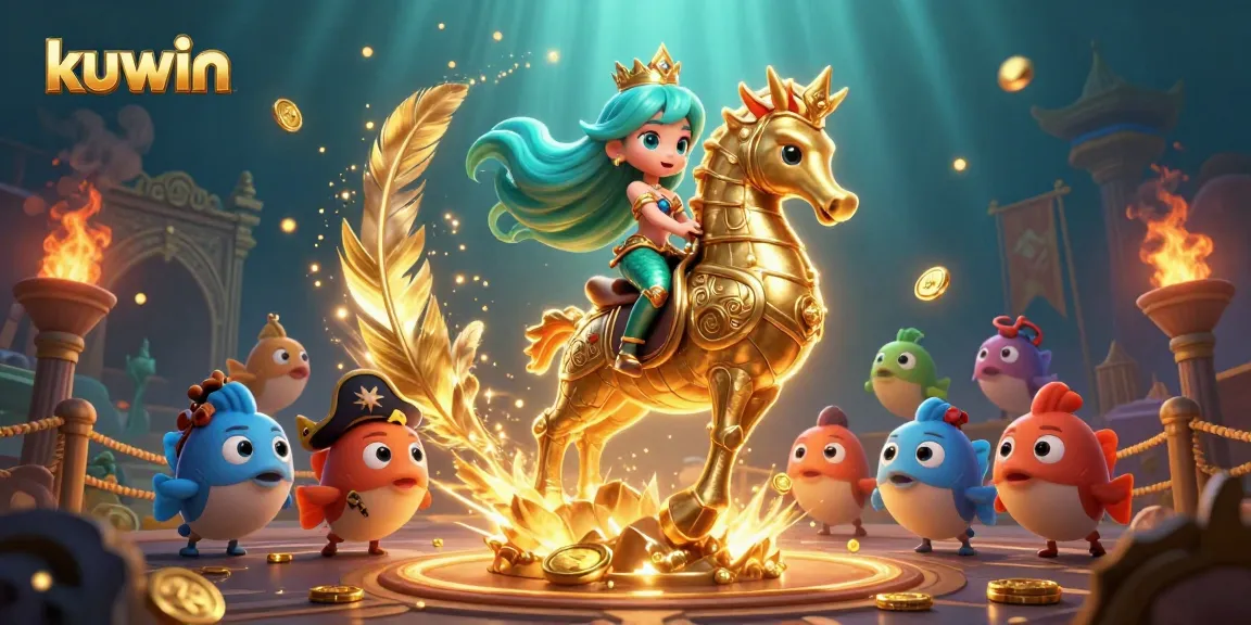 Kuwin offers thrilling underwater casino adventures featuring a colorful mermaid and vibrant sea creatures.