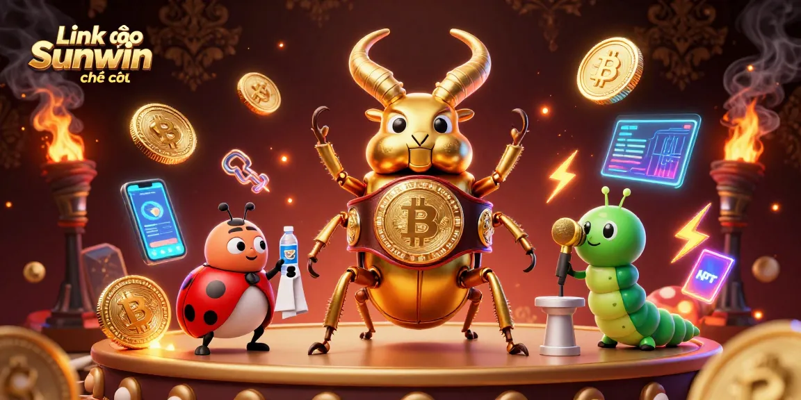Engage with the exciting Link vào Sunwin chính thức, visualizing a vibrant 3D casino scene with golden characters.