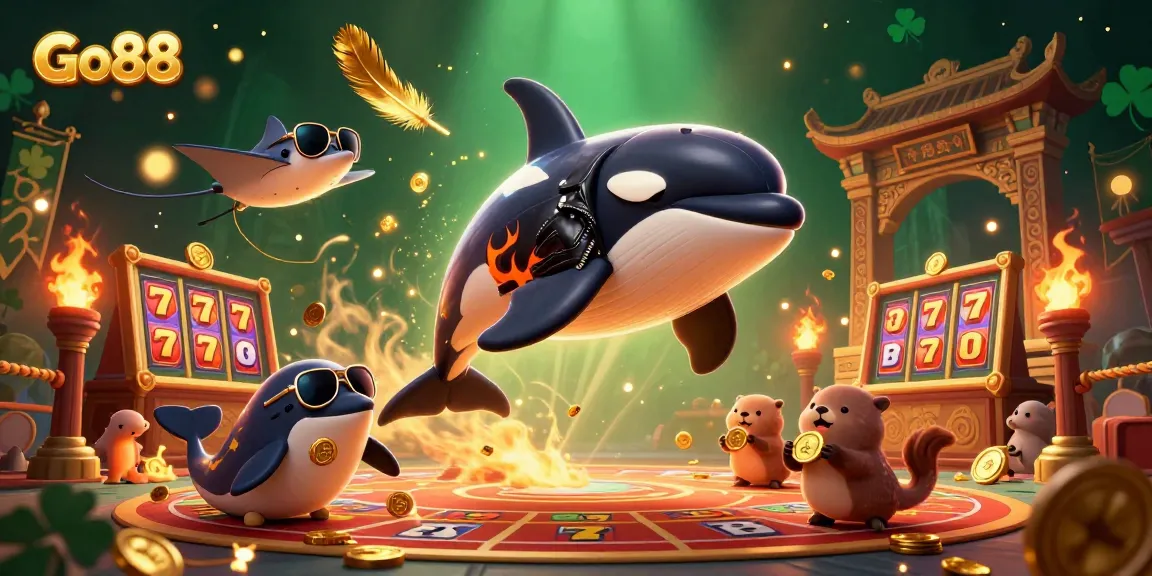 Engage with Go88's vibrant 3D casino art showcasing dynamic characters and immersive gaming elements.