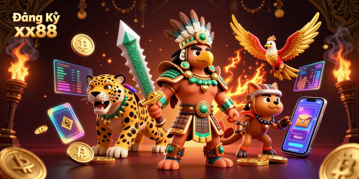 Join the excitement with Đăng Ký xx88 as epic warriors and crypto elements clash in this vibrant casino scene.